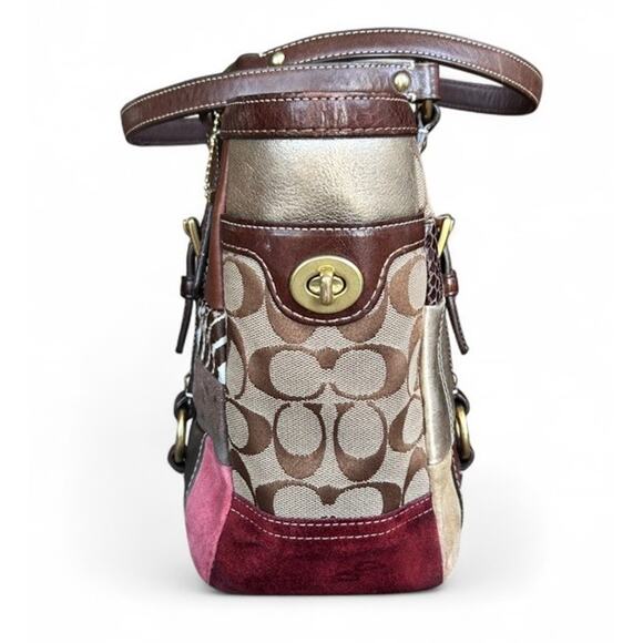 COACH Legacy Limited Edition Patchwork Tote Purse Hand Bag Leather Brown Pink - Picture 7 of 14